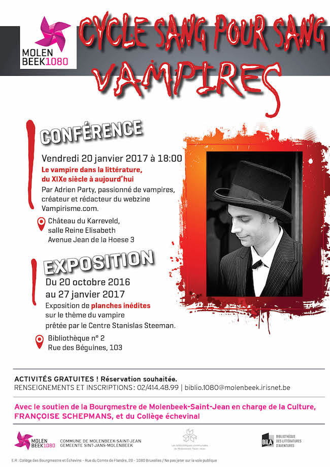 Conférence à Bruxelles le 20/01/2017 : Histoire du vampire en littérature