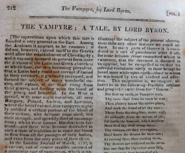 Il y a 200 ans : publication du Vampyre de Polidori