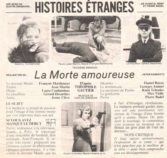 Kassovitz, Peter. Histoires Etranges : La Morte Amoureuse. 1980